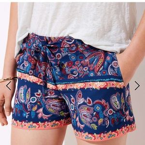 NWOT Loft Paisley Tie Waist summer shorts!